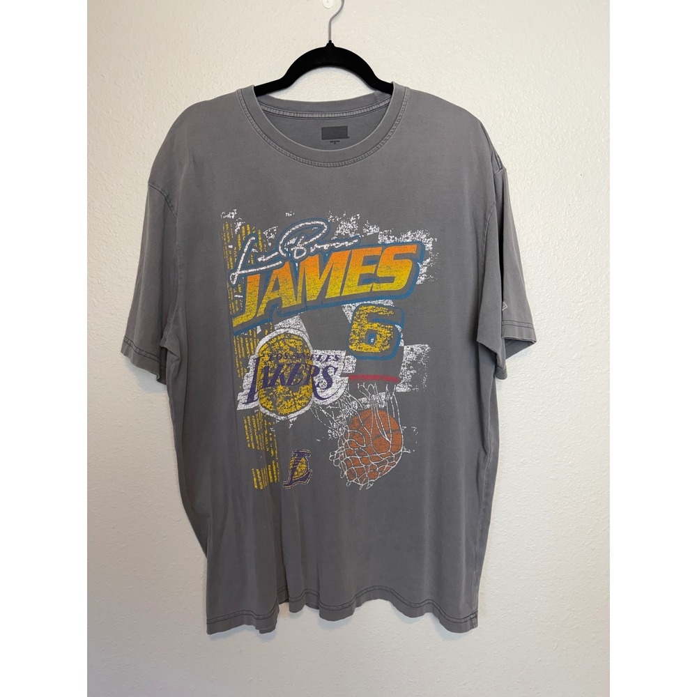 LeBron James Los‎ Angeles Lakers Graphic T-Shirt Gray Mens XL NBA Basketball Tee